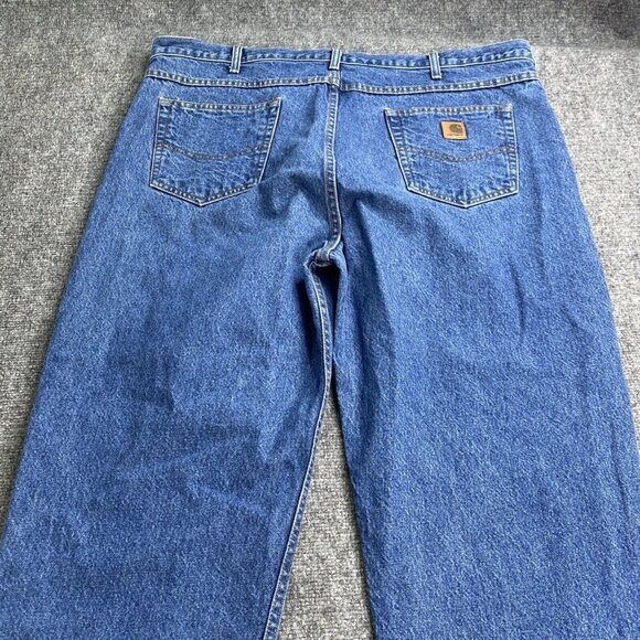 Carhartt Jeans Mens 44x32 Blue Relaxed Fit Tapered Leg Denim Workwear Y2K Baggy - Picture 13 of 16